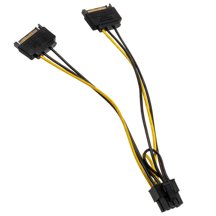 Akasa 2x 15-Pin-SATA to 1x 6+2-Pin-PCIe Adapter image number 1