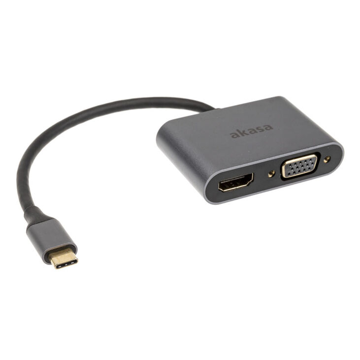 Akasa USB Typ C 2-In-1 Display-Adapter - silber image number 0