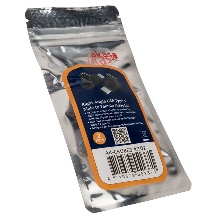 Akasa right-angled USB-C adapter - 2 pieces image number 2