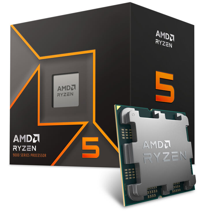 AMD Ryzen 5 9600 CPU, 6 Cores, 5.2 GHz, AM5 (Zen 5) - boxed, with cooler image number 0
