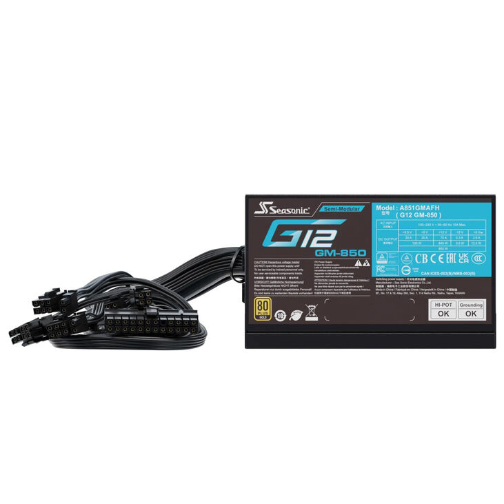 Seasonic G12 GM 80 PLUS Gold power supply, semi-modular - 850 watts, black image number 4