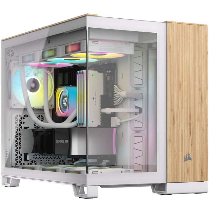 Corsair 2500X Micro-ATX Geh&auml;use, Tempered Glass - wei&szlig;, bambusholz image number 10