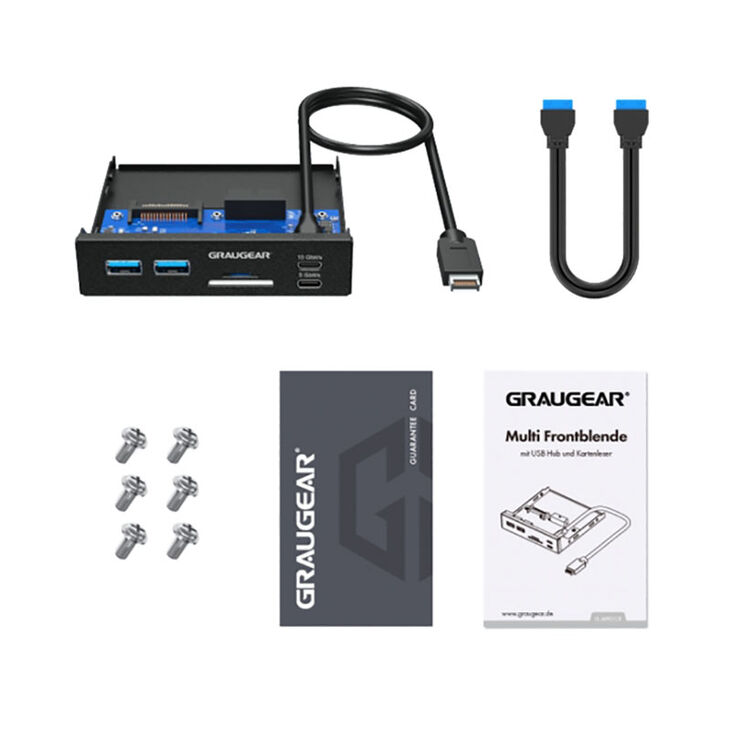 Grey Gear Multi Front Panel with USB Hub + Card Reader image number 2