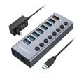 Grey 7-Port USB-A 3.0 HUB + 1x Charging Port image number null