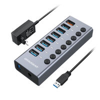 Grey 7-Port USB-A 3.0 HUB + 1x Charging Port