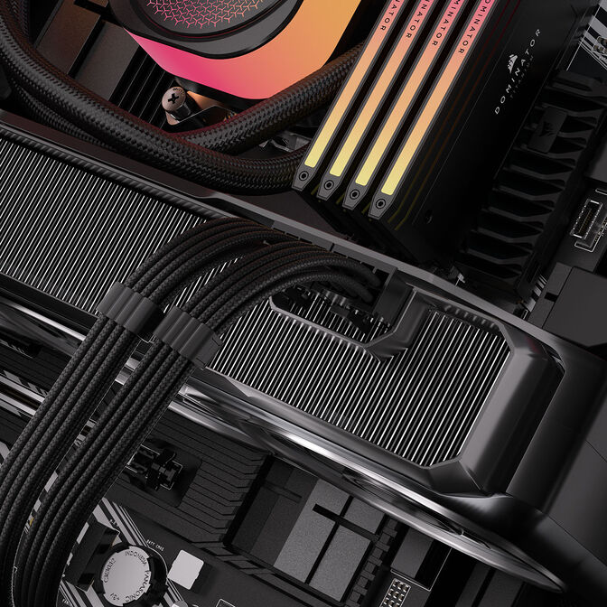 Corsair Premium Sleeved 6+2-Pin PCIe Cable, for Type 5 Power Supply - Black image number 3
