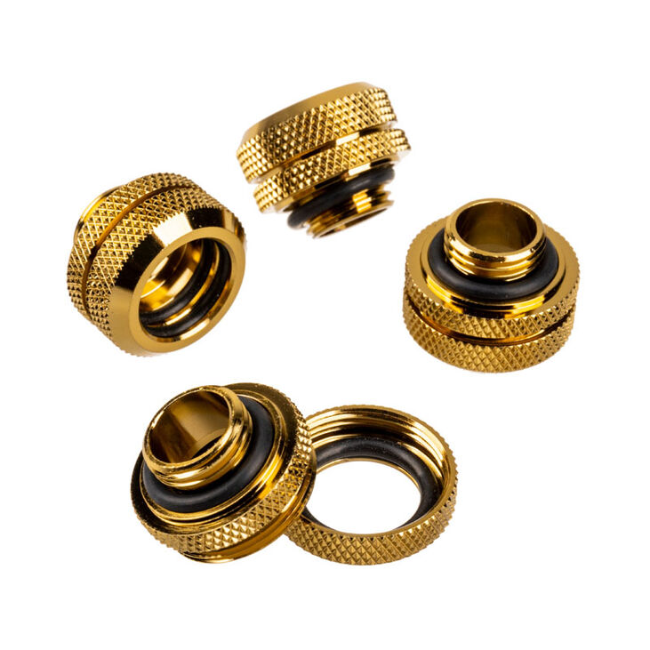 Corsair Hydro X Series XF Hardline fitting straight G1/4 to 14mm OD hard tube - 4 pack, gold image number 2