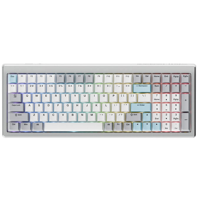 Ducky Cushion 98 Gaming-Tastatur, 96%, US-Layout, Shush Red Switches - Silver image number 0