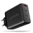 AXAGON ACU-DPQ100 GaN Wall charger, 3x port (USB + dual USB-C), PD3.0/QC4+/PPS/Apple, 100W, black image number null