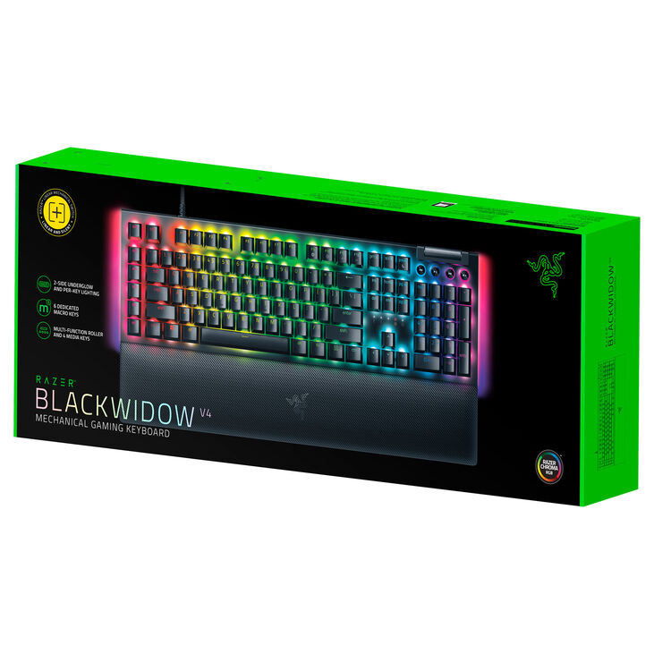 Razer BlackWidow V4 Gaming Tastatur, USB - Yellow Switch, schwarz image number 11