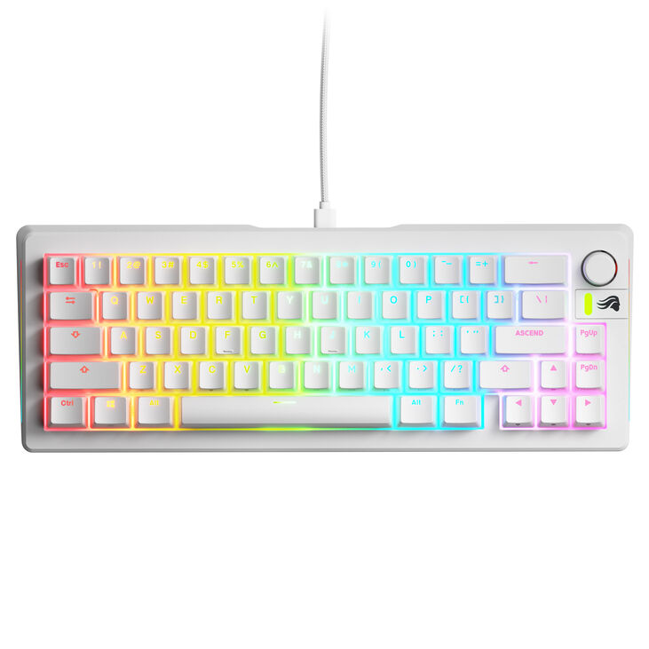 Glorious GMMK 3 65% Custom Gaming Keyboard - Pre-Built, ANSI (US), Fox Switches, White image number 1