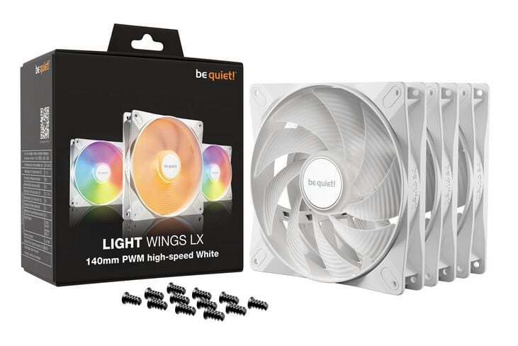 be quiet! Light Wings LX ARGB PWM High Speed Fan, Triple Pack - 140mm, white image number 4
