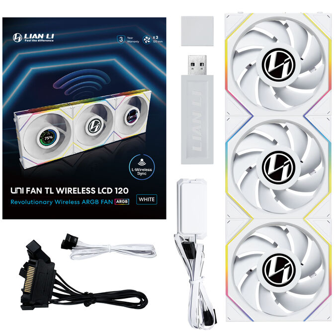 Lian Li UNI FAN TL Wireless LCD Fan, ARGB, PWM, 3-Pack with Controller - 120 mm, White image number 11