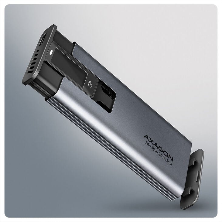 AXAGON EEM2-SD2 Externes M.2/SATA Gehäuse mit Display - grau image number 2