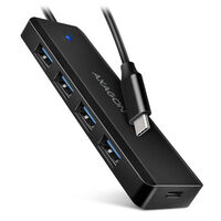 AXAGON HUE-C1C Superspeed USB-C Travel Hub, 4x USB 3.0 - 20cm, black