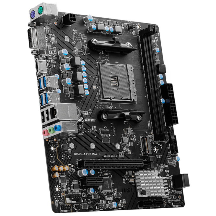 MSI B450M-A PRO Max II motherboard, Socket AM4, AMD B450, mATX, DDR4 image number 1