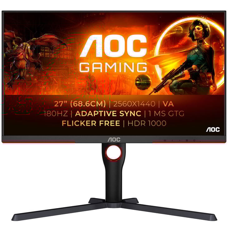 AOC Gaming Q27G3XMN/BK, 27 inch Gaming Monitor, 180 Hz, VA, FreeSync Premium Pro image number 2