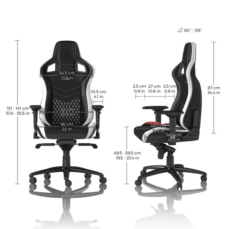noblechairs EPIC Real Leather Gaming Chair - black/white/red image number 2