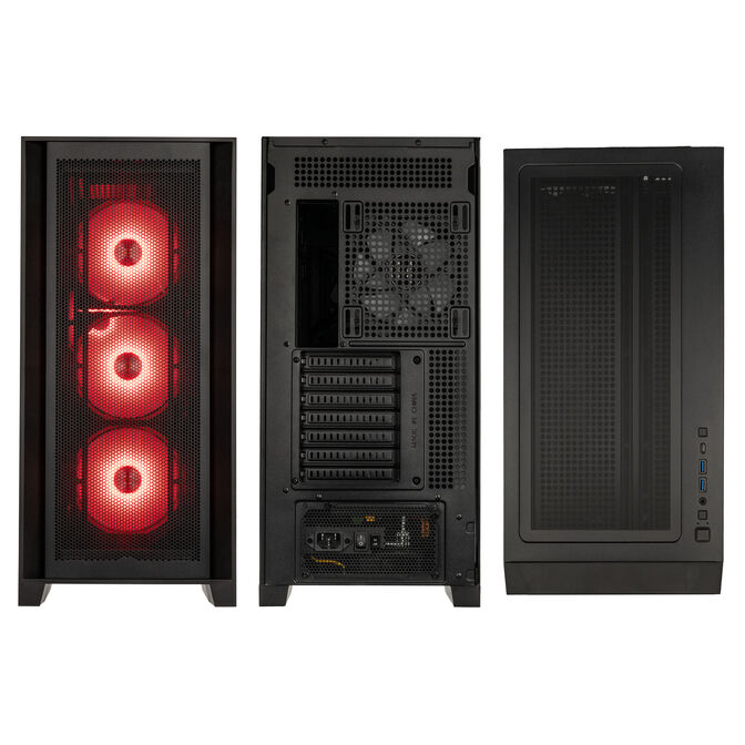 GSI SmartAssembly ARGB Mesh PC case, Mid Tower, E-ATX, RGB, Tempered Glass - black, 850W Gold power supply image number 3