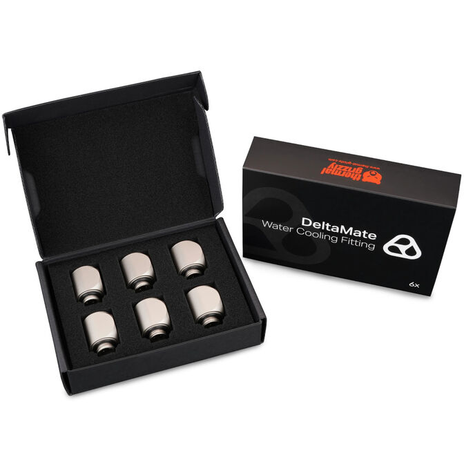 Thermal Grizzly DeltaMate Rotary Fitting - 90&deg;, Matt Nickel, 6er-Pack image number 2