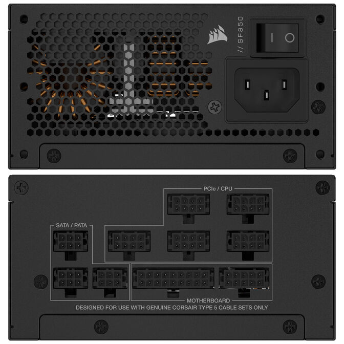 Corsair SF Series SF850 SFX Power Supply, 80 PLUS Platinum, ATX 3.1 / PCIe 5.1 - 850 Watts, black image number 3