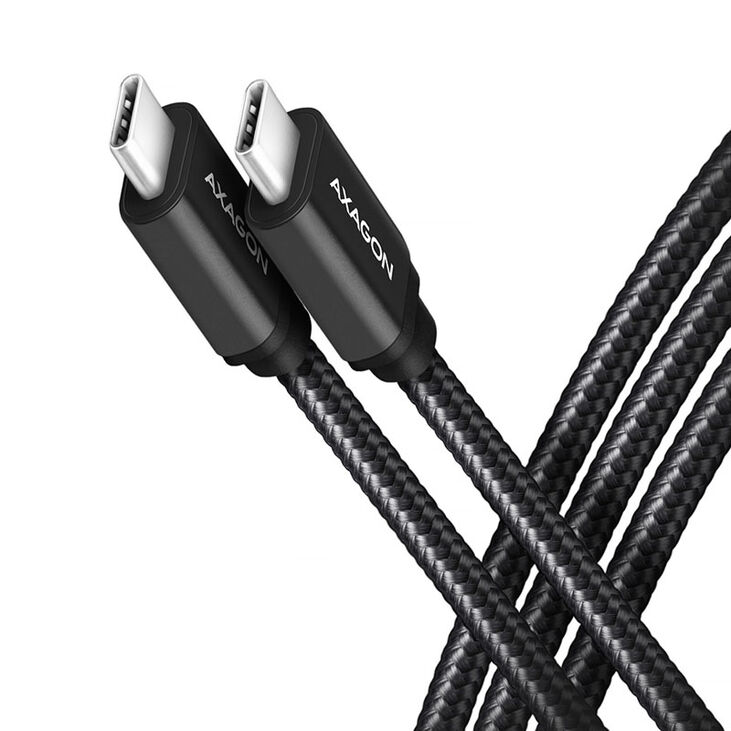 AXAGON BUCM-CM15AB USB-C zu USB-C 2.0 Kabel, 1,5m, PD 60W, 3A, geflochten - schwarz image number 0
