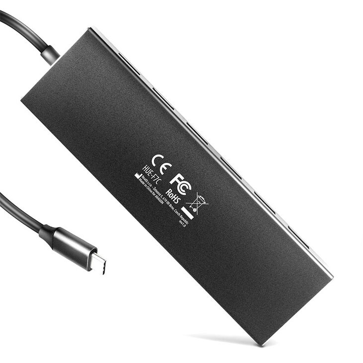 AXAGON HUE-F7C 7x USB 3.2 Gen 1 Aluminium Flat Hub, 30 cm USB-C cable image number 5