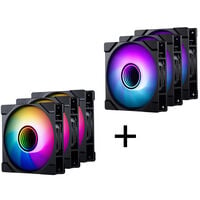 PHANTEKS "6-pack", 3-pack M25 Gen2 D-RGB Standard Fans + 3-pack M25 Gen2 D-RGB Reverse Blade Fans, 120mm - black