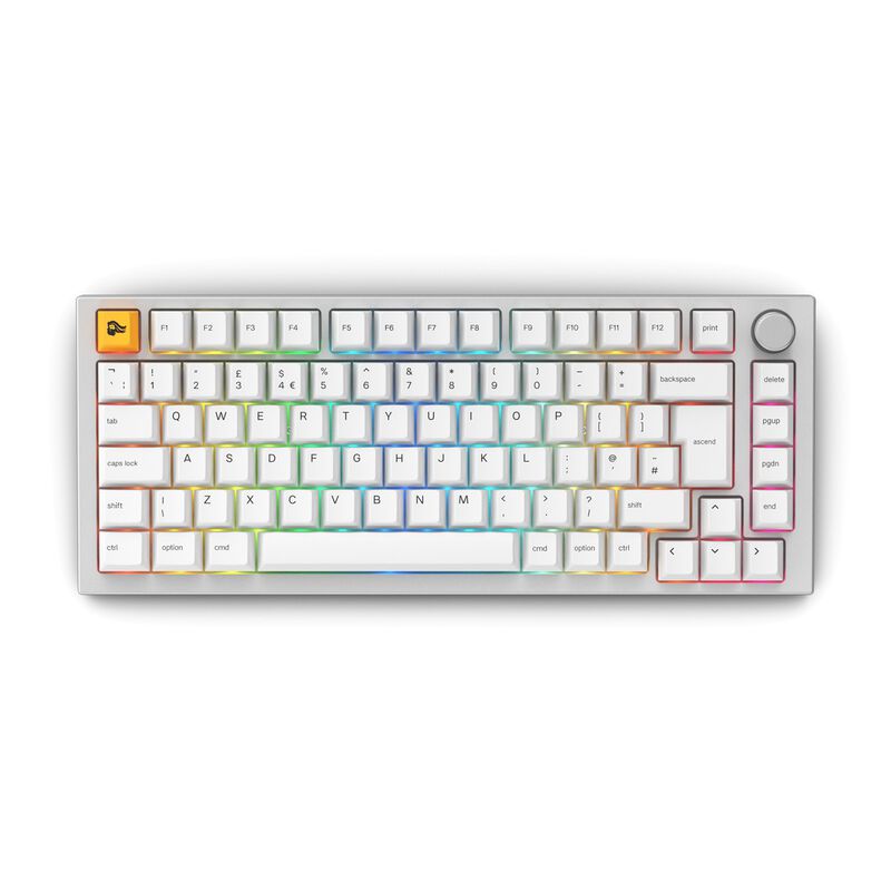 Glorious GMMK Pro mechanische Tastatur, 75% - Pre-built, ISO UK-Layout - weiß