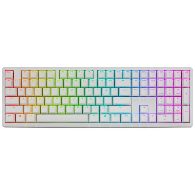 Ducky Zero 6108 Pure White Wireless Gaming Keyboard, RGB - Cherry MX2A Blue, ANSI (US) image number 1