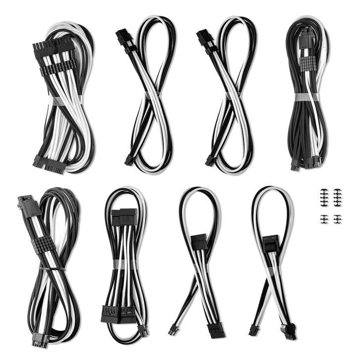 CableMod C-Series Pro ModMesh Sleeved 12V-2x6 12VHPWR Dual StealthSense Cable Kit for Corsair RMi, RMx (Black Label) - black/white image number 1