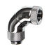 Bitspower Adapter 90 Degree G1/4 Inch Male to G1/4 Inch Female - 3x Rotatable, Shiny Silver image number null