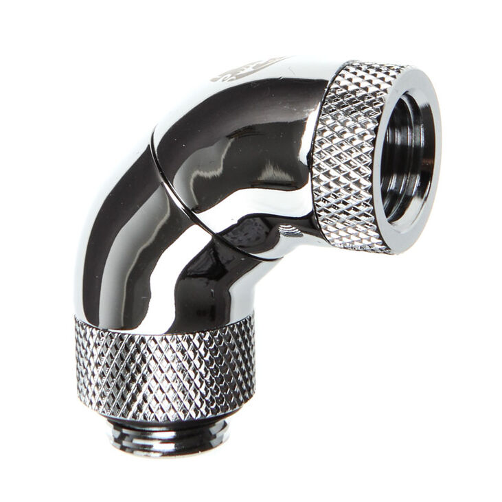 Bitspower Adapter 90 Degree G1/4 Inch Male to G1/4 Inch Female - 3x Rotatable, Shiny Silver image number 2