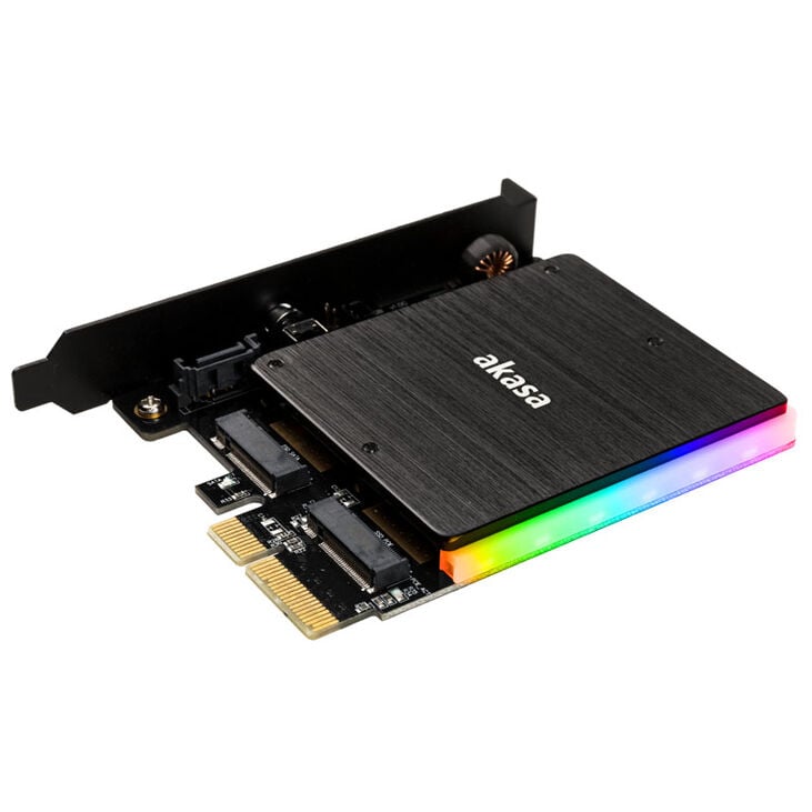 Akasa M.2 PCI-E SATA RGB LED Adapter Card image number 1