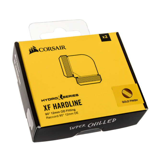 Corsair Hydro X Series XF Hardline Adapter 90 Grad 12mm AD auf 12mm AD Hardtube - 2er Pack, gold image number 2