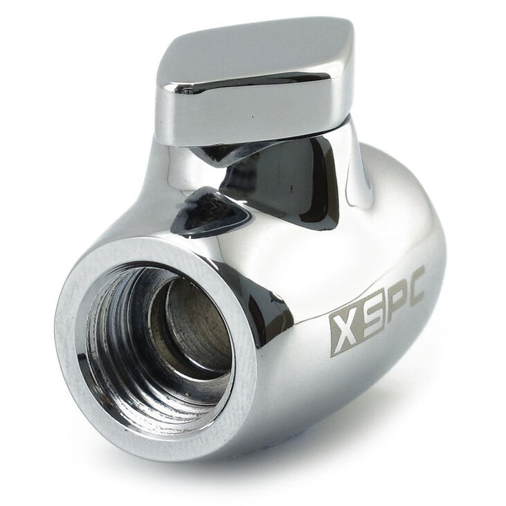 XSPC G1/4 Kugelhahn - Messing, Silber-Chrome image number 2