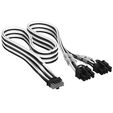 Corsair Premium Sleeved 12V-2x6 zu 2x 6+2-Pin-PCIe-Kabel, Universal - schwarz/wei&szlig; image number null