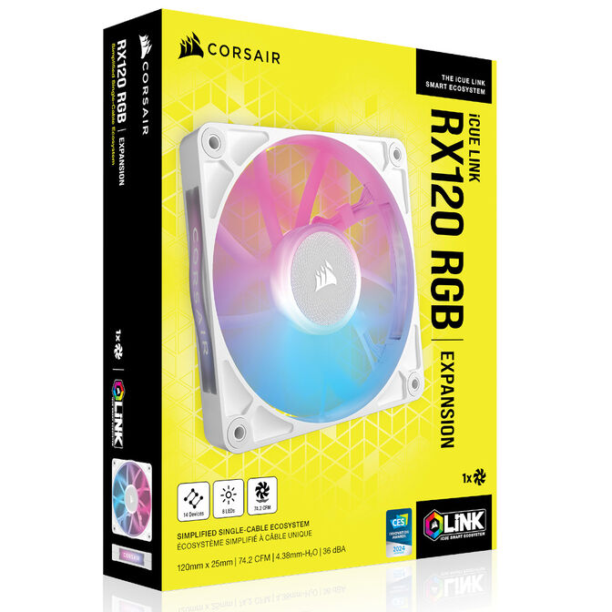 Corsair iCUE LINK RX120 RGB Series, PWM L&uuml;fter - 120mm, wei&szlig; image number 10