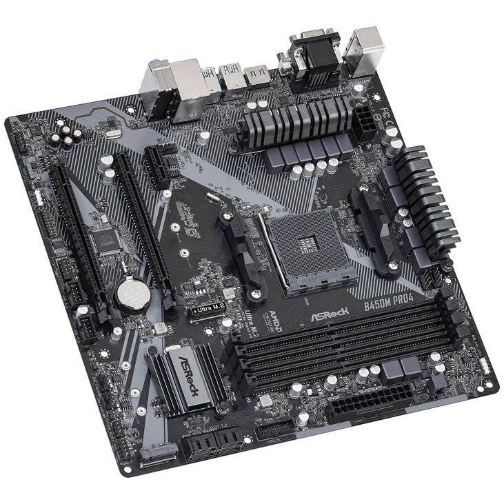 ASRock B450M PRO4 R2.0 Mainboard -B450-Chipsatz, Sockel AM4, DDR4 image number 4