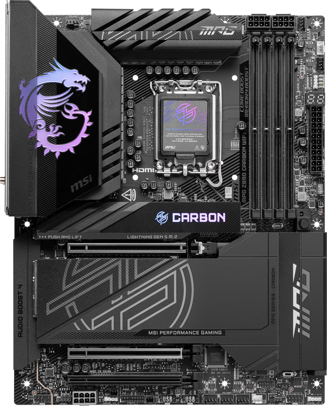 MSI MPG Z890 Carbon WIFI motherboard, LGA 1851 socket, Intel Z890, ATX, DDR5 image number 2