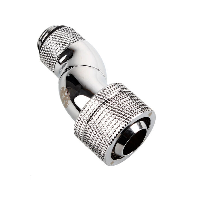 Bitspower connector 90 degrees G1/4 inch female thread to 19/13mm - rotatable, shiny silver image number 1