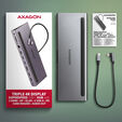AXAGON HMC-4KX3 USB 3.0 Hub, MiniDP + 2x HDMI, LAN, PD, 3x USB-A, SD-Kartenleser, Audio image number null