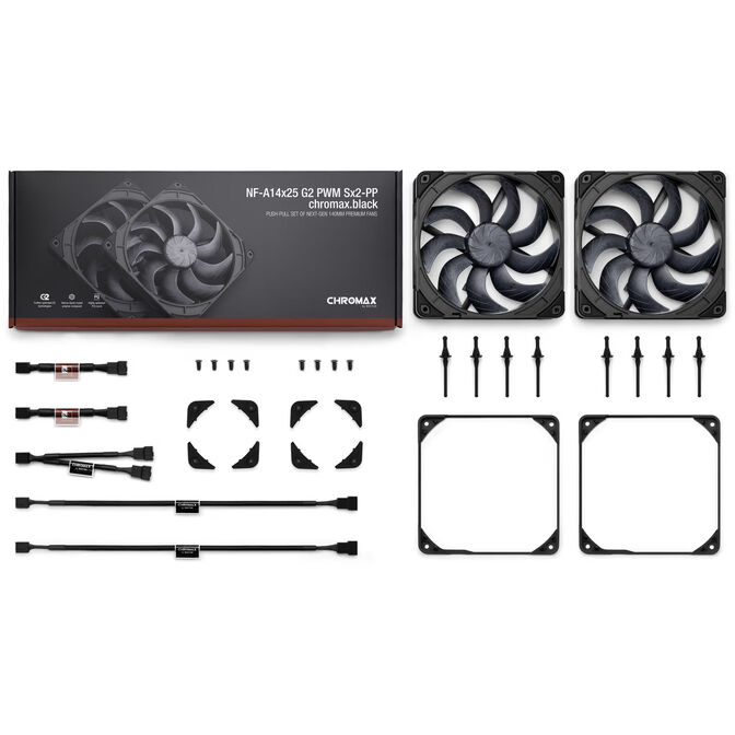 Noctua NF-A14X25 G2 PWM Sx2-PP chromax.black L&uuml;fter, LCP - schwarz, 140mm, 2er-Pack image number 7