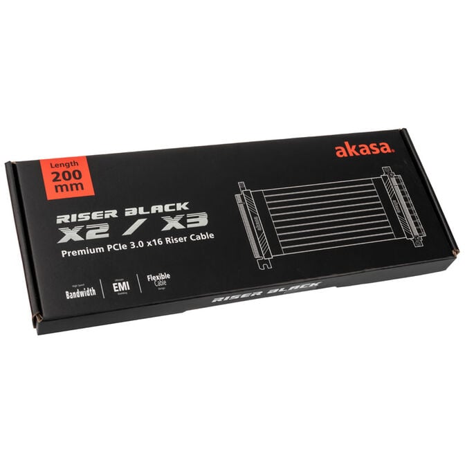 Akasa Riser Black X2, Premium PCIe 3.0 x 16 Riser Kabel, 20cm - schwarz image number 5