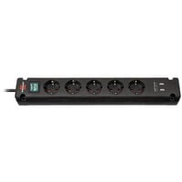 Brennenstuhl Bremounta power strip, 5-way, USB charging function - black
