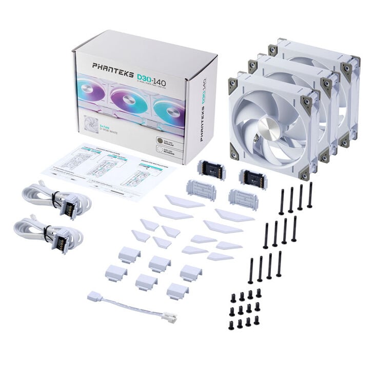 Phanteks NV9 E-ATX-Gehäuse, Tempered Glass, ARGB + D30 PWM Regular Airflow, D-RGB Lüfter, 3er Pack - 140mm, weiß image number 19