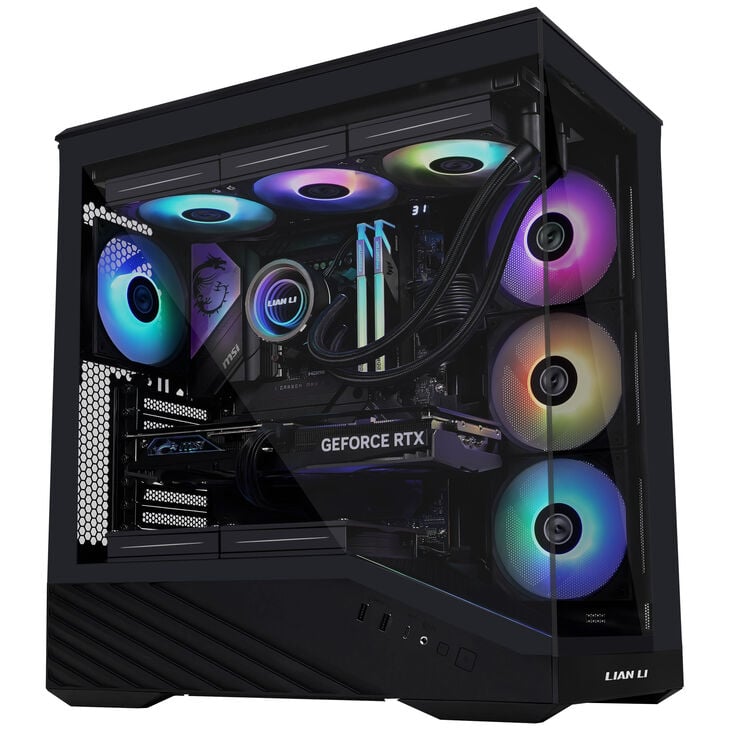 Lian Li Vector V100 PC-Gehäuse, Midi-Tower, ATX, RGB, Tempered Glass - schwarz image number 2