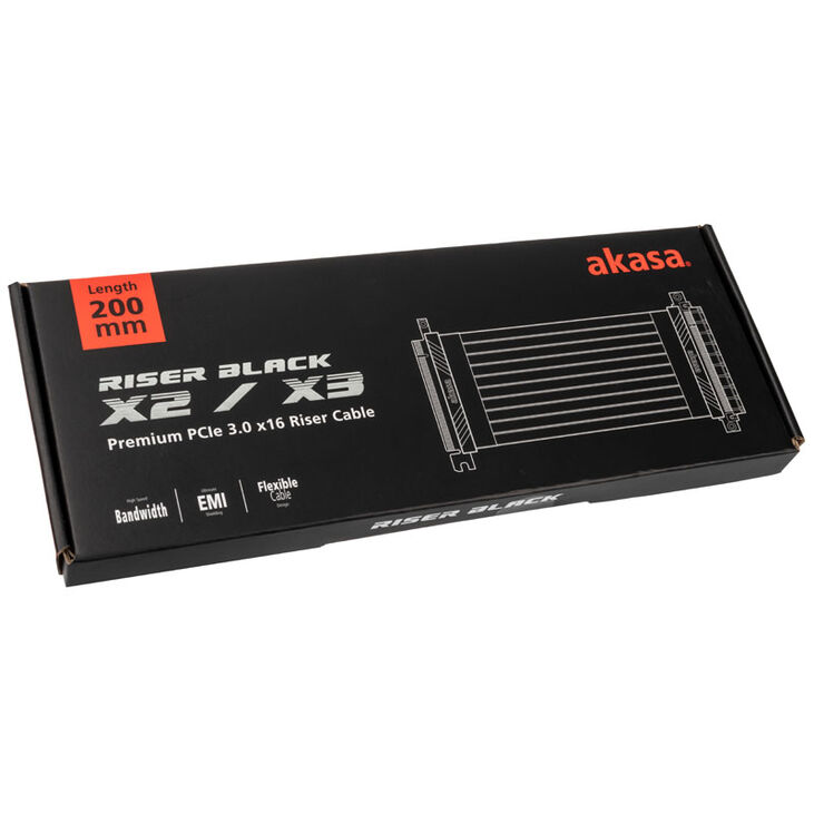 Akasa Riser Black X2, Premium PCIe 3.0 x 16 Riser Kabel, 20cm - schwarz image number 5
