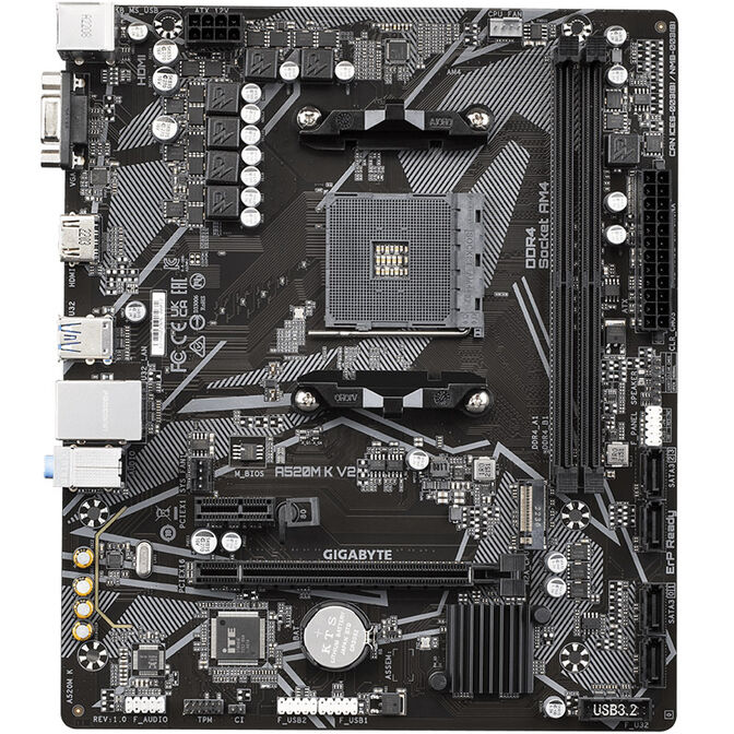 GIGABYTE A520M K V2 Mainboard, Sockel AM4, AMD A520, Micro-ATX, DDR4 image number 2