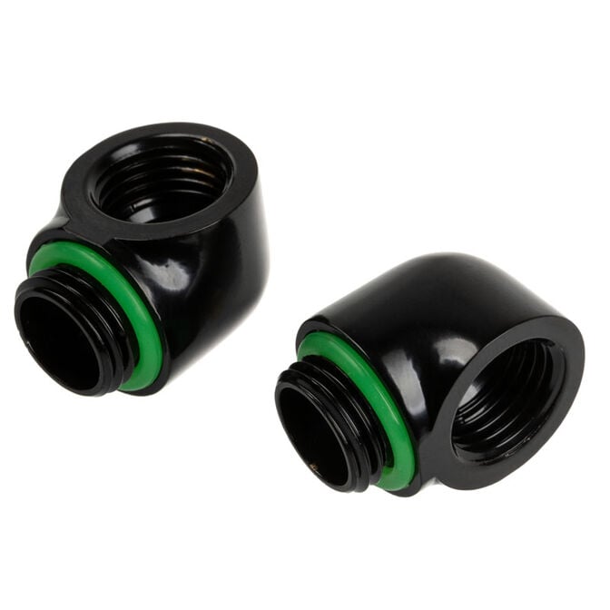 Bitspower Touchaqua Adapter 90 Degree G1/4 inch Male to G1/4 inch Female - 2 Pack, black image number 1